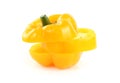 Sliced yellow sweet pepper isolated on white background Royalty Free Stock Photo