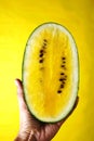 Sliced yellow watermelon fruit Royalty Free Stock Photo