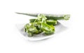 Slices of aloe vera with gel on white background Royalty Free Stock Photo