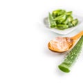 Slices of aloe vera with gel on white background Royalty Free Stock Photo