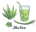 Slices of Aloe Vera in a glass. Healthy cocktail.