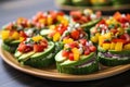 slices of avocado atop a fiesta salad Royalty Free Stock Photo