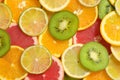 Slices Background With Lemon, Kiwi, Orange, Tangerine