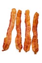 Slices of bacon on white Royalty Free Stock Photo
