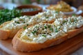 Slices of baguette with goat cheese