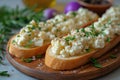 Slices of baguette with goat cheese