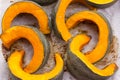 Slices of baked green pumpkin