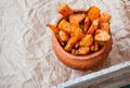 Slices of baked sweet potato with Provence herbs