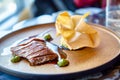 Slices of beef steak or duck with a side dish Royalty Free Stock Photo