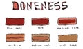 Slices of Beef Steak, Meat Doneness Chart Differently Cooked Pieces of Beef, BBQ Party, Steak House Restaurant Menu. Hand Drawn Ve Royalty Free Stock Photo