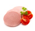 Slices of boiled meat sausage