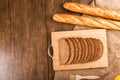 Slices of bread and french baguette Royalty Free Stock Photo