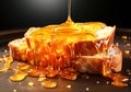 Slices of bread or toast with dripping honey. AI generative Royalty Free Stock Photo