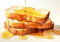 Slices of bread or toast with dripping honey. AI generative Royalty Free Stock Photo