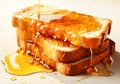 Slices of bread or toast with dripping honey. AI generative Royalty Free Stock Photo