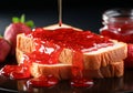 Slices of bread or toast with strawberry jam. AI Generative Royalty Free Stock Photo