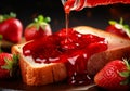 Slices of bread or toast with strawberry jam. AI Generative Royalty Free Stock Photo