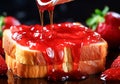 Slices of bread or toast with strawberry jam. AI Generative Royalty Free Stock Photo