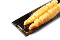 Slices cantaloupe melon fruit in blackdish. Royalty Free Stock Photo