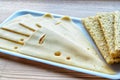 Slices of cheese and crispbreads