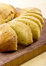Slices corn bread on wood board Royalty Free Stock Photo