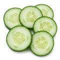 Slices of cucumber are arranged in an overlapping pattern. Royalty Free Stock Photo