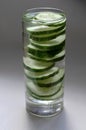 Slices of cucumber in a glass of water