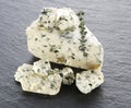 Slices of Danish Blue cheese. Royalty Free Stock Photo