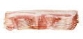 Slices of delicious bacon on a white isolated background. Close-up. Royalty Free Stock Photo