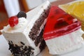 Slices of delicious cakes Royalty Free Stock Photo