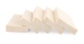 Slices of delicious raw tofu on white background Royalty Free Stock Photo