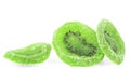 Slices of dried kiwi fruit isolated on white background. Candied kiwi fruit Royalty Free Stock Photo