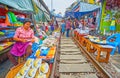 The slices of durian in Maeklong railway market, Thailand Royalty Free Stock Photo