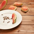 Slices of eaten watermelon composition Royalty Free Stock Photo