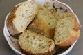 Slices of French baguette of bread Royalty Free Stock Photo