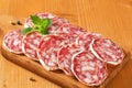 Slices of french salami Royalty Free Stock Photo