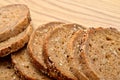 Slices of fresh bread, bakery products, pastries close-up Royalty Free Stock Photo