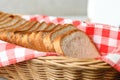 Slices of fresh bread in basket Royalty Free Stock Photo