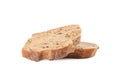 Slices of fresh buckwheat baguette on white background Royalty Free Stock Photo