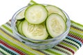 Slices of fresh cucumber in glass bowl Royalty Free Stock Photo