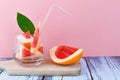 Slices of fresh grapefruit in the glass