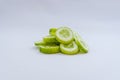 Slices of fresh green cucumber. isolated white background. copyspace Royalty Free Stock Photo