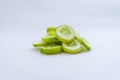 Slices of fresh green cucumber. isolated white background. copyspace Royalty Free Stock Photo