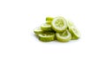 Slices of fresh green cucumber. isolated white background. copyspace Royalty Free Stock Photo