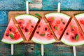 Slices of fresh juicy watermelon on a cutting board closeup Royalty Free Stock Photo