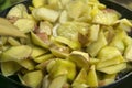 Fatty fried potatoes in a frying pan Royalty Free Stock Photo