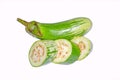 Fresh long green brinjal,thai green eggplant or aubergine on white background