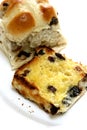 Slices of freshly toasted hot cross buns Royalty Free Stock Photo