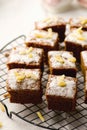 Slices of a ginger parkin on a lattice for cooling.