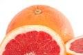 Slices of grapefruit macro closeup on white background Royalty Free Stock Photo